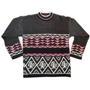 Vintage 80s 70s JC Louis Aztec Southwestern Boho Warm Cozy Sweater Rare Unique
